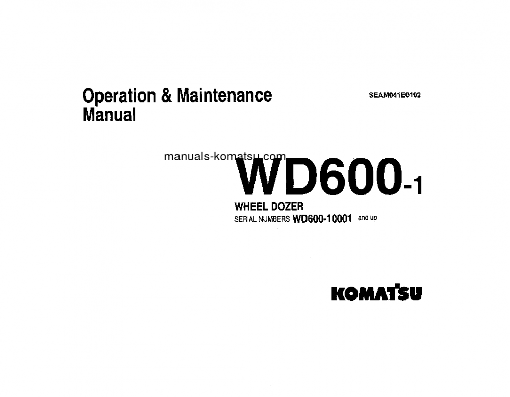 WD600-1(JPN) S/N 10001-UP Operation manual (English)