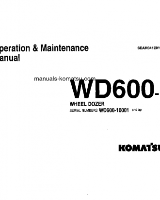 WD600-1(JPN) S/N 10001-UP Operation manual (English)
