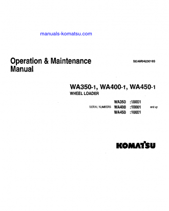 WA450-1(JPN) S/N 10001-UP Operation manual (English)