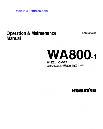 WA800-1(JPN) S/N 10001-UP Operation manual (English)