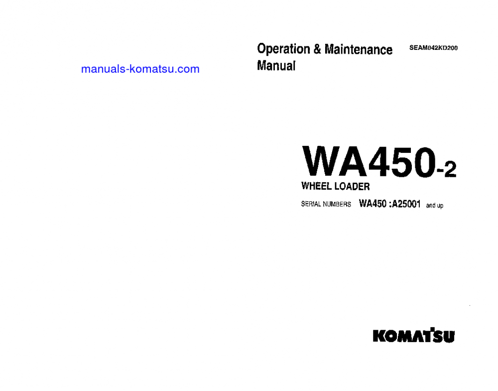 WA450-2(USA) S/N A25001-UP Operation manual (English)