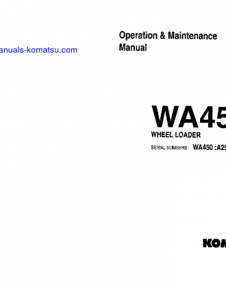 WA450-2(USA) S/N A25001-UP Operation manual (English)