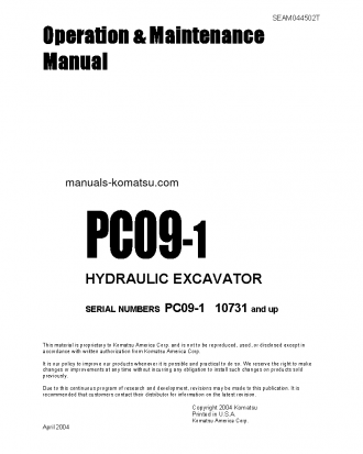 PC09-1(JPN) S/N 10731-12000 Operation manual (English)