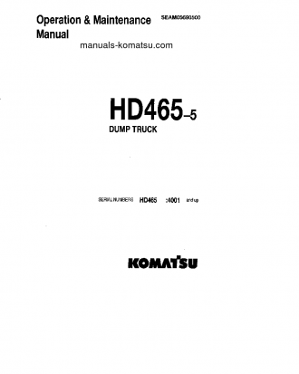 HD465-5(JPN) S/N 4001-4650 Operation manual (English)