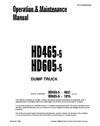 HD605-5(JPN) S/N 1013-UP Operation manual (English)