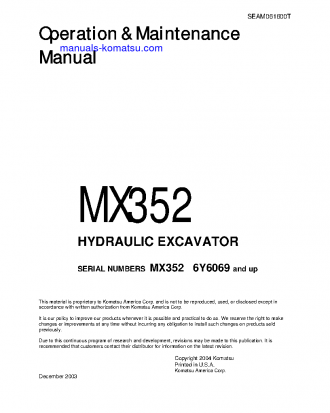 MX352(JPN) S/N 6089-UP Operation manual (English)