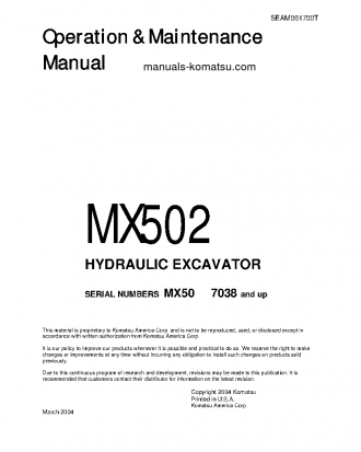 MX502(JPN) S/N 7038-UP Operation manual (English)
