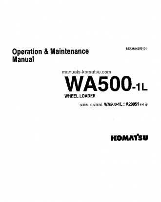 WA500-1(USA)-L S/N 20051-20130 Operation manual (English)