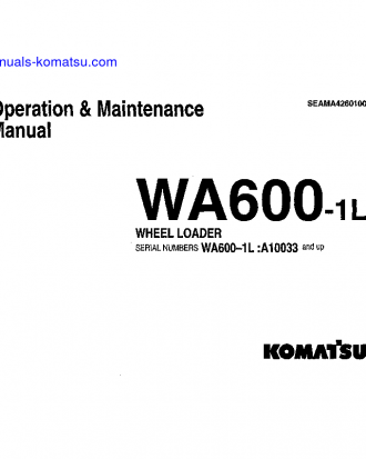WA600-1(USA)-L S/N A10033-UP Operation manual (English)