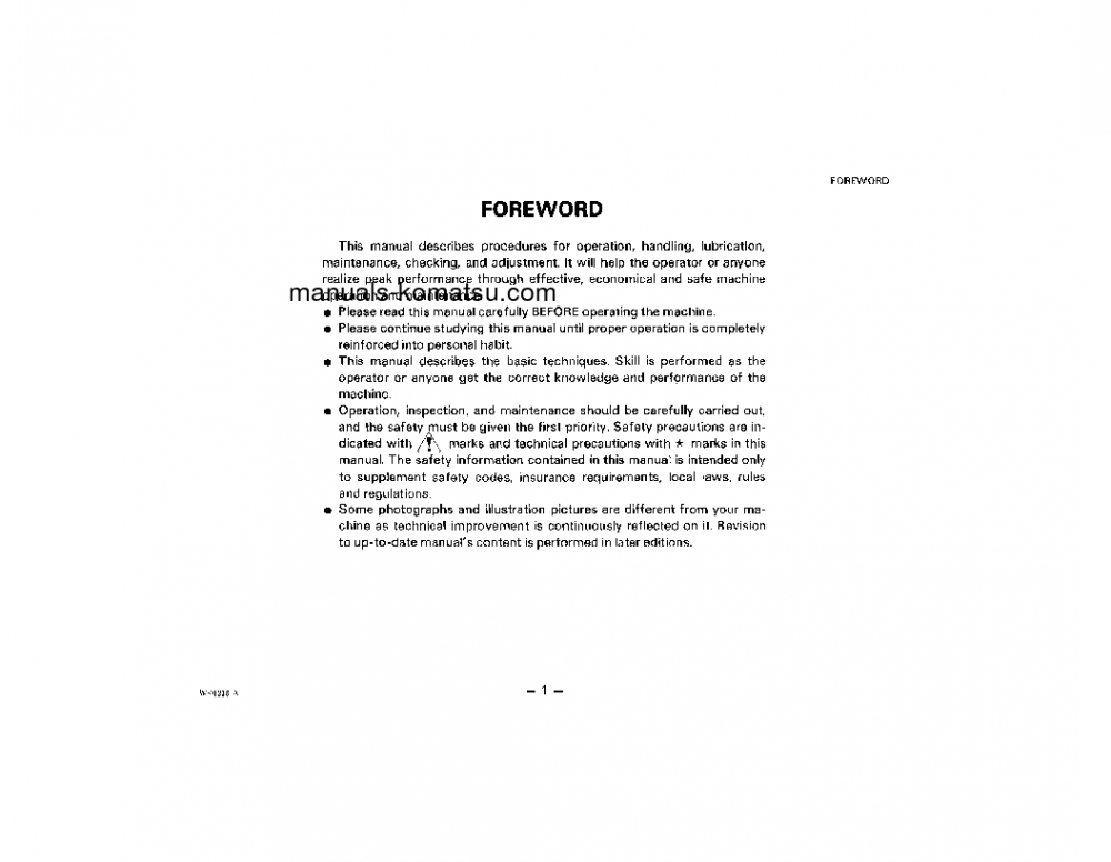 Protected: WA600-1(USA)-L S/N A10033-UP Operation manual (English)