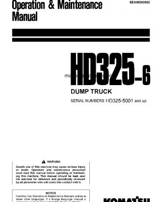 HD325-6(JPN) S/N 5001-UP Operation manual (English)