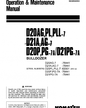 D21A-7(JPN) S/N 76441-78603 Operation manual (English)