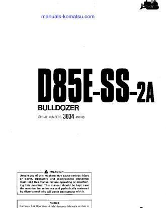 D85ESS-2(JPN)-A S/N 3034-3101 Operation manual (English)