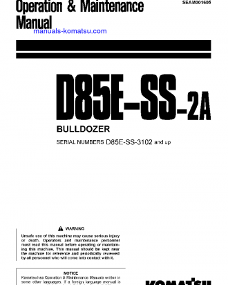 D85ESS-2(JPN)-A S/N 3102-3376 Operation manual (English)