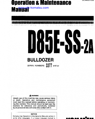 D85ESS-2(JPN)-A S/N 3377-4000 Operation manual (English)