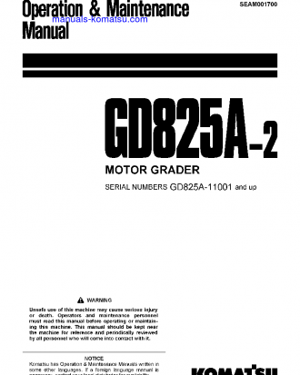 GD825A-2(JPN) S/N 11001-12050 Operation manual (English)