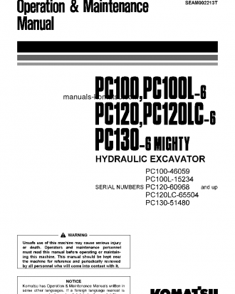 PC100L-6(JPN) S/N 15234-UP Operation manual (English)