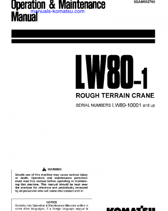 LW80-1(JPN) S/N 10001-UP Operation manual (English)