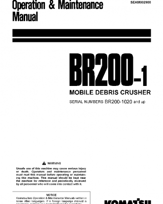 BR200-1(JPN) S/N 1020-UP Operation manual (English)