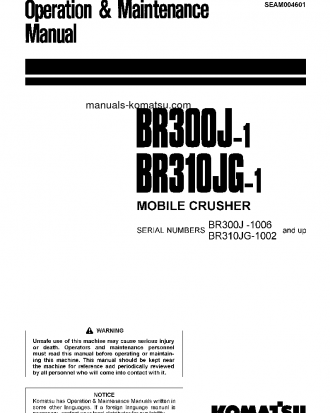 BR300J-1(JPN) S/N 1006-UP Operation manual (English)