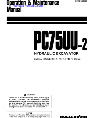 PC75UU-2(JPN) S/N 5001-UP Operation manual (English)