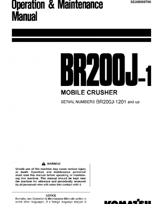 BR200J-1(JPN) S/N 1201-UP Operation manual (English)