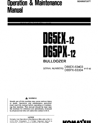 D65PX-12(JPN) S/N 63304-65000 Operation manual (English)