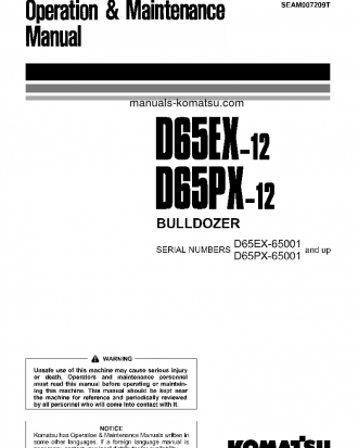 D65EX-12(JPN) S/N 65001-UP Operation manual (English)