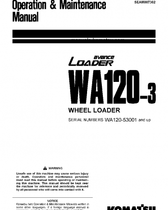 WA120-3(JPN) S/N 53001-UP Operation manual (English)