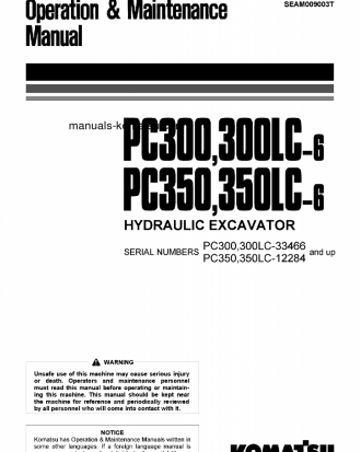 PC300LC-6(JPN) S/N 33466-UP Operation manual (English)