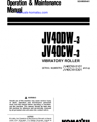 JV40CW-3(JPN) S/N 5301-5496 Operation manual (English)