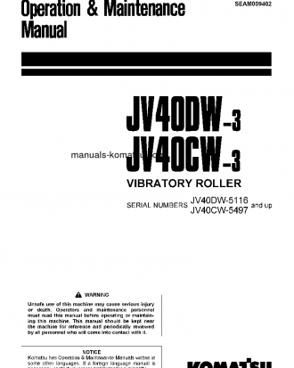 JV40CW-3(JPN) S/N 5497-UP Operation manual (English)
