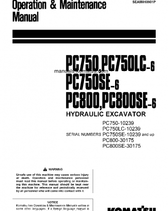 PC800-6(JPN) S/N 30175-UP Operation manual (English)