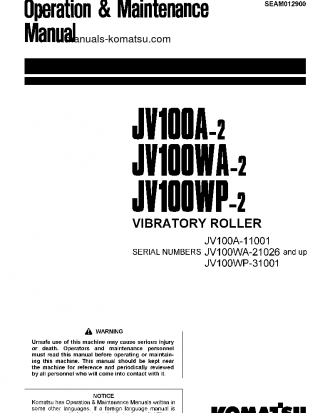 JV100WA-2(JPN) S/N 21001-UP Operation manual (English)