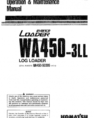 WA450-3(JPN)-LL S/N 50305-53000 Operation manual (English)