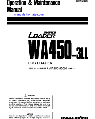 WA450-3(JPN)-LL S/N 53001-UP Operation manual (English)