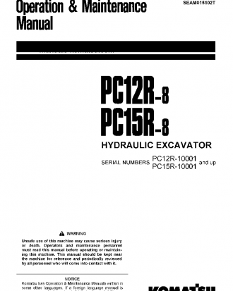 PC15R-8(JPN) S/N 10001-UP Operation manual (English)
