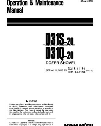 D31Q-20(JPN) S/N 41184-41299 Operation manual (English)