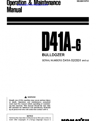 D41A-6(JPN) S/N 20501-UP Operation manual (English)