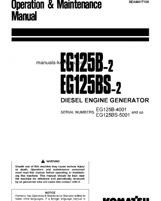 EG125BS-2(JPN) S/N 5001-UP Operation manual (English)