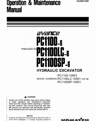 PC1100LC-6(JPN) S/N 10001-10114 Operation manual (English)