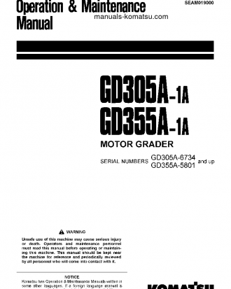 GD305A-1(JPN) S/N 6734-UP Operation manual (English)