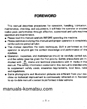PC100-3(JPN) S/N 18001-20399 Operation manual (English)