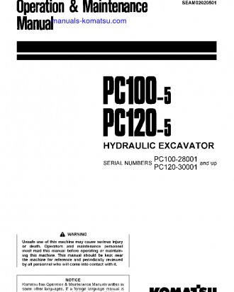 PC100-5(JPN) S/N 28001-32401 Operation manual (English)