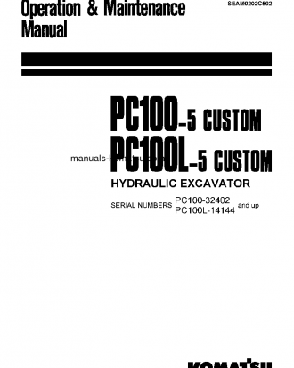PC100L-5(JPN)-CUSTOM S/N 14144-UP Operation manual (English)