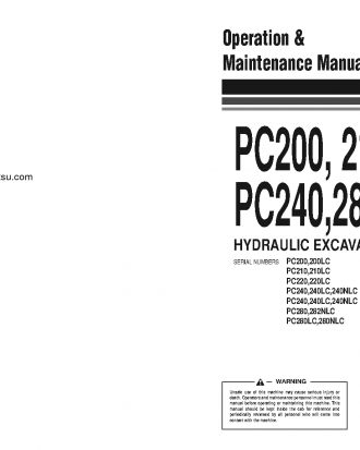 PC280NLC-3(GBR) S/N K10093-UP Operation manual (English)