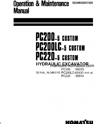 PC220LC-5(JPN)-CUSTOM S/N 36614-UP Operation manual (English)