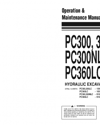 PC300LC-3(GBR) S/N K10001-UP Operation manual (English)