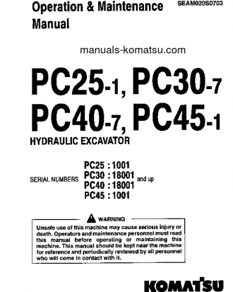 PC45-1(JPN) S/N 1001-UP Operation manual (English)