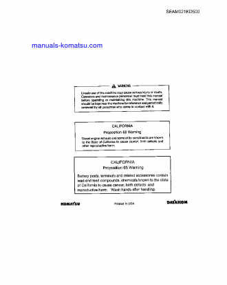 PC150LC-5(USA) S/N 6001-UP Operation manual (English)